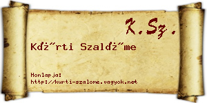 Kürti Szalóme névjegykártya